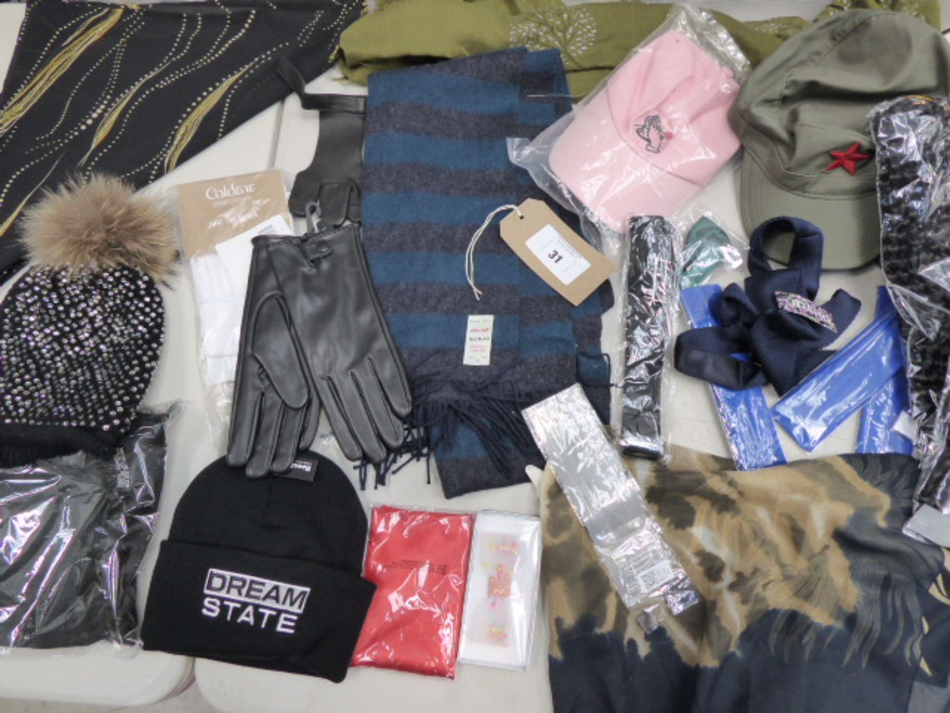 Quantity of accessories including hats, scarves, gloves and belts