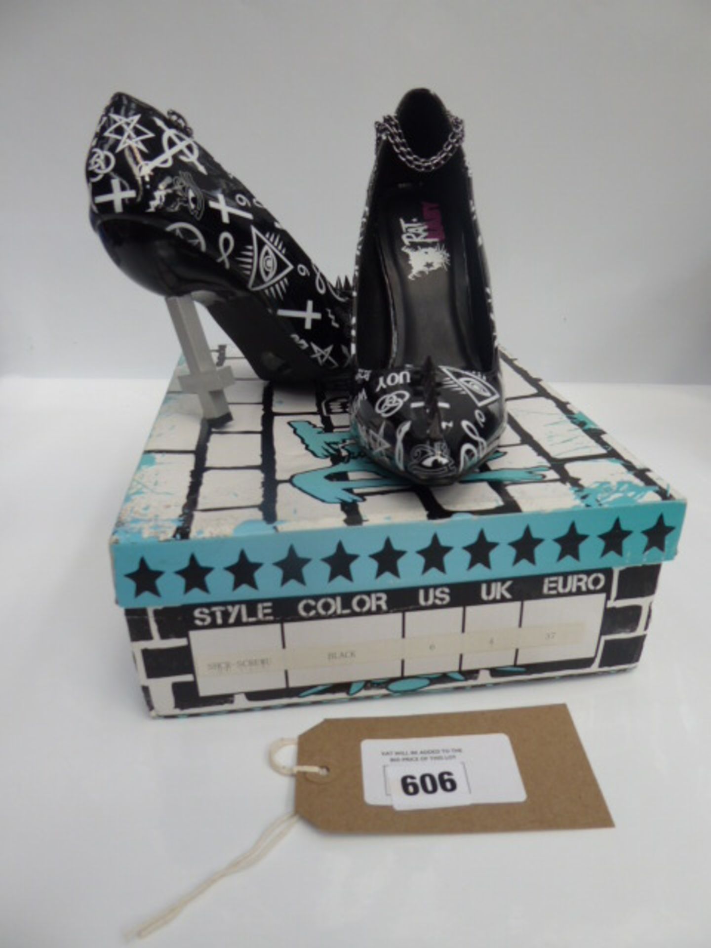 Ratbaby Shch- Screwu black embellished heels UK 6