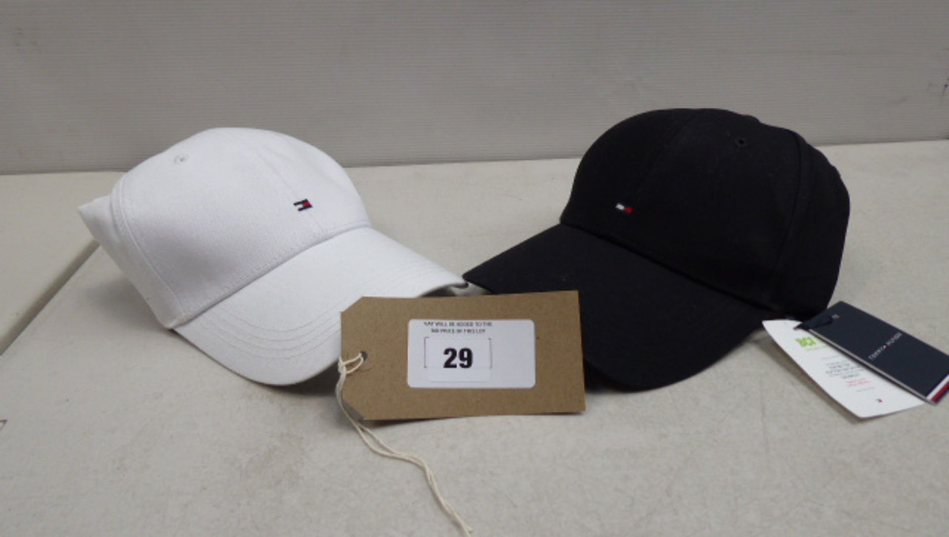 Two Tommy Hilfiger hats black and white