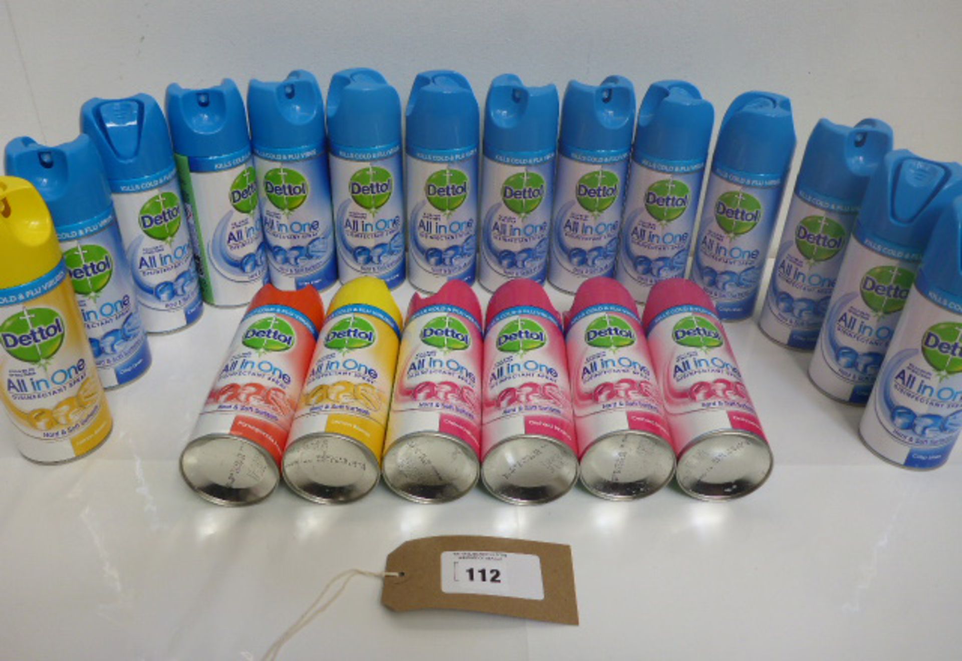 Bag containing 22 cans of Dettol All In One disinfectant sprays