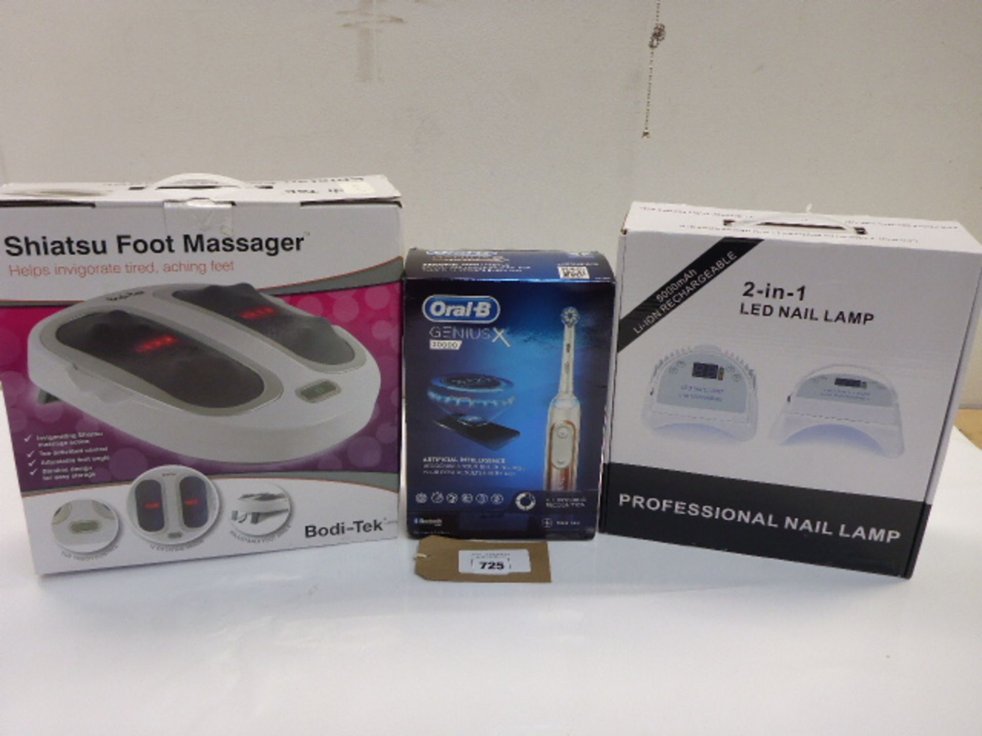 Oral B Genius X 20000 toothbrush, Shiatsu foot massager and 2 in 1 LED nail lamp