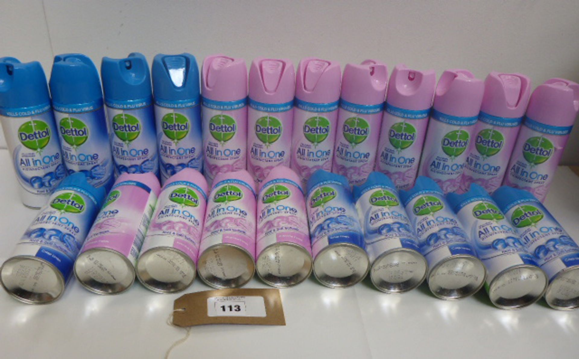 Bag containing 20 cans of Dettol All In One disinfectant sprays
