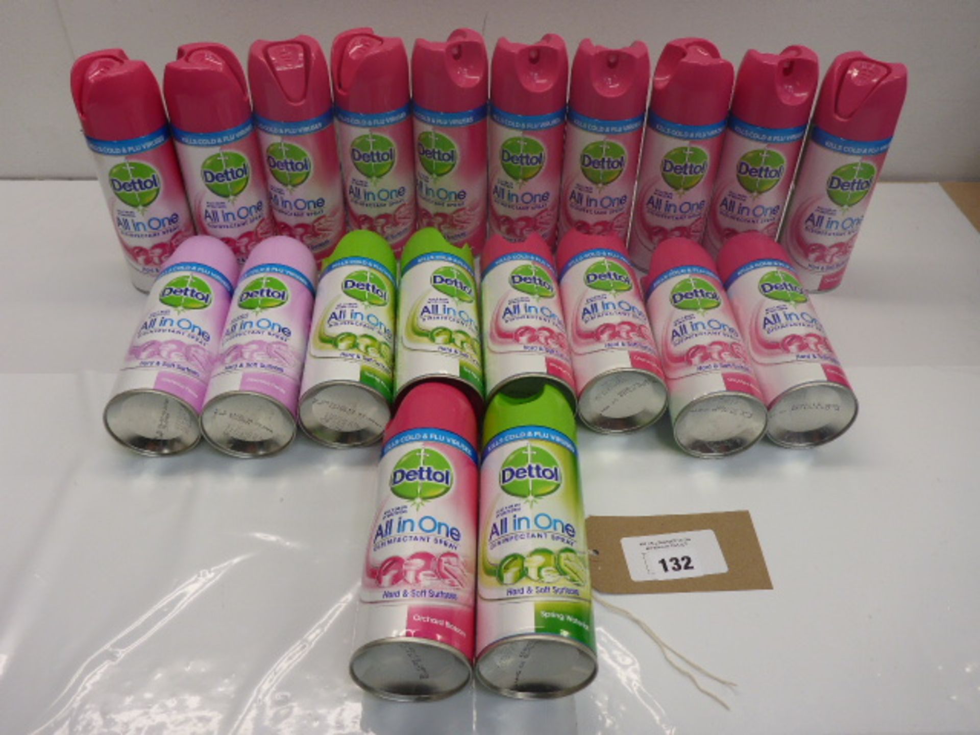 Bag containing 20 cans of Dettol All in One disinfectant spray - various fragrances