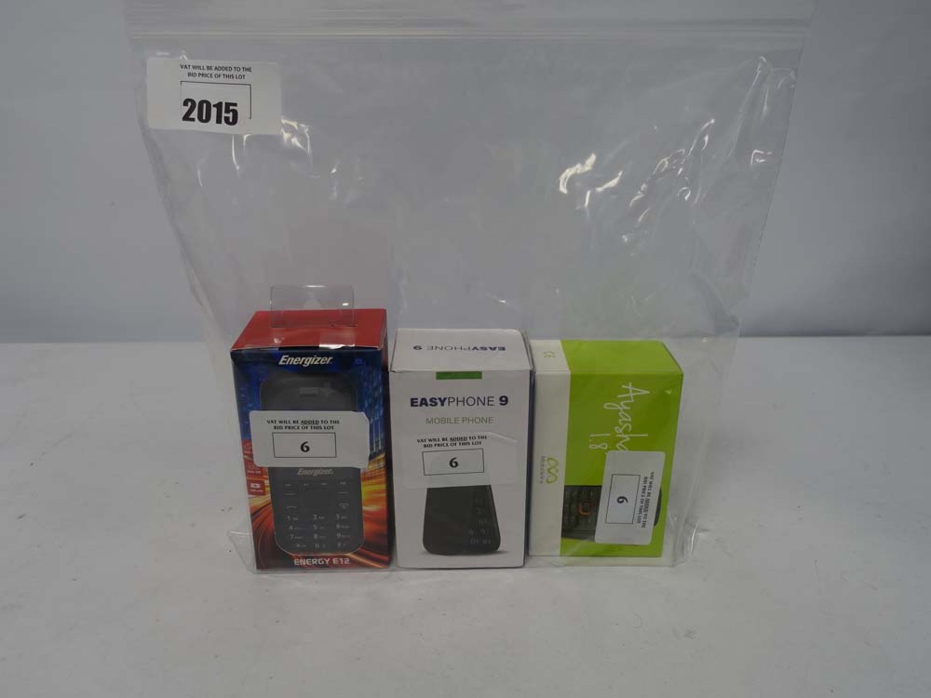 Three mobile phones , including Energizer energy E12, EasyPhone 9, Mobiwire Ayasha. all boxed