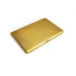 A 9ct yellow gold cigarette case of rectangular form having engine turned decoration, Adie Brothers,