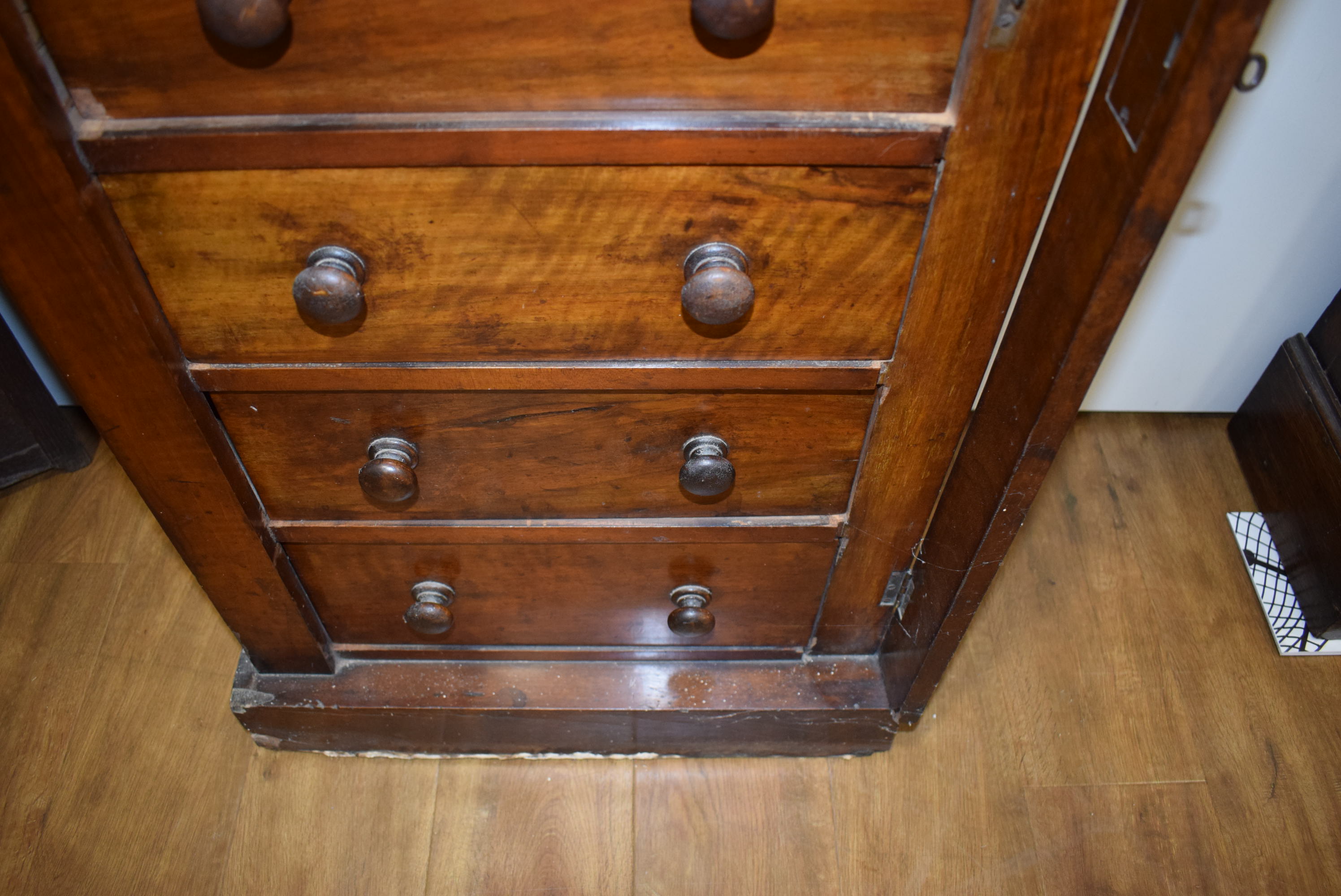 A Victorian walnut 'Wellington' chest, the seven graduated drawers flanked by a pair of columns, - Image 19 of 23