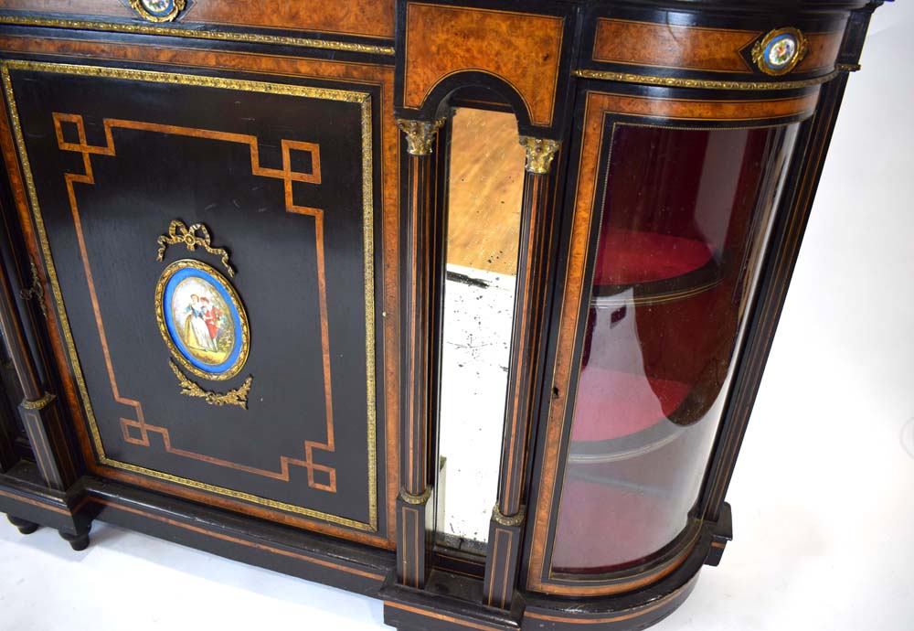 A Victorian ebonised, walnut crossbanded and gilt metal mounted credenza, - Image 10 of 12