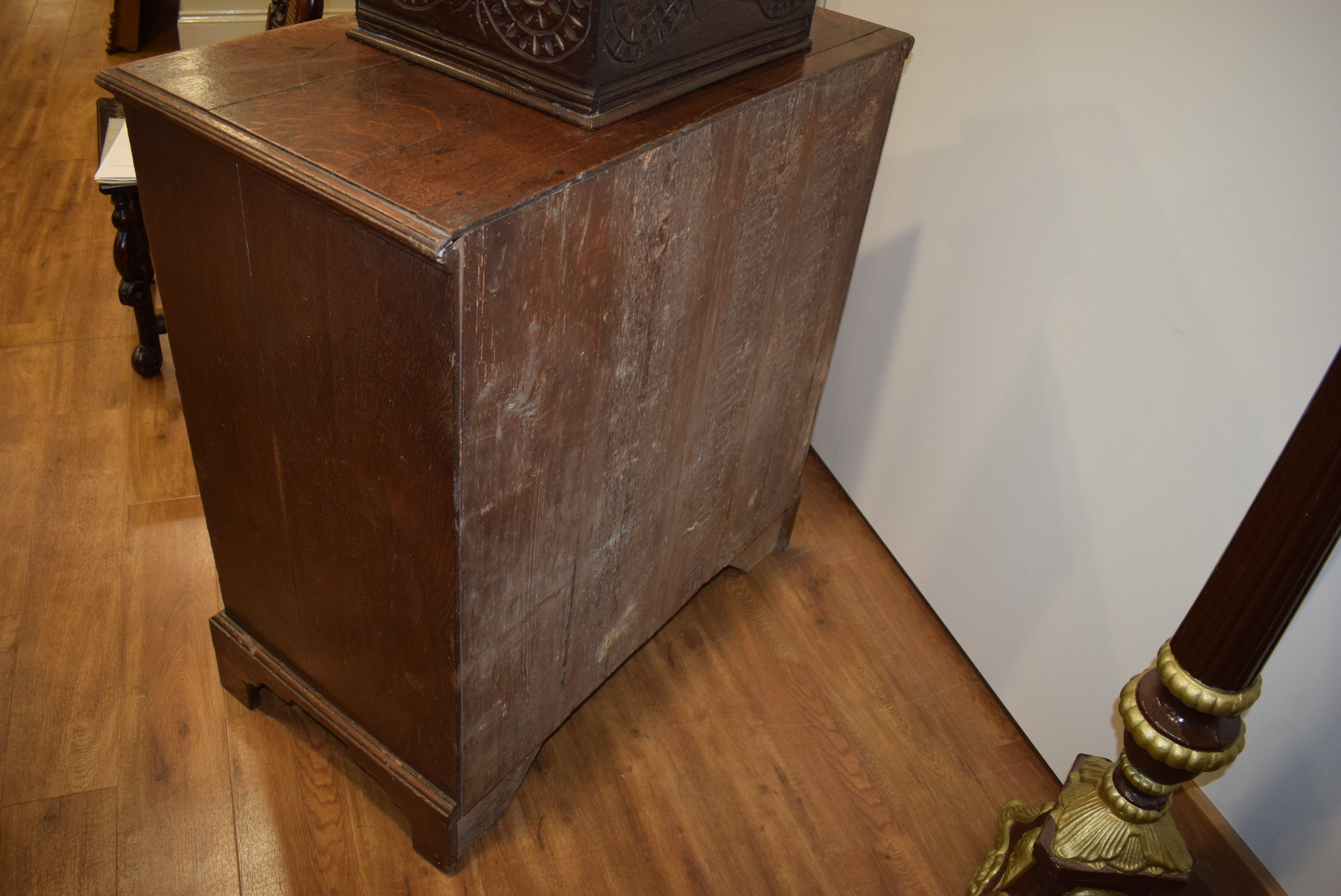 A 19th century oak chest of two short and three long graduated drawers on shaped bracket feet, w. - Image 9 of 13