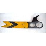 A 1950/60's yellow and black enamelled railway signal with a cast iron support