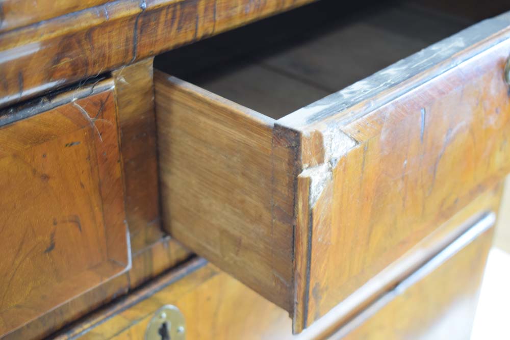 A George II walnut, oak and crossbanded chest on stand, - Image 9 of 11