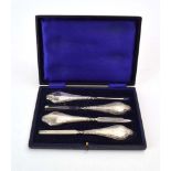A early 20th century cased silver four piece manicure set of Neo-Classical design,