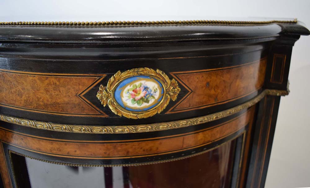 A Victorian ebonised, walnut crossbanded and gilt metal mounted credenza, - Image 8 of 12