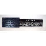 A London-North-Eastern Railway cast iron sign, 32 x 55 cm together with another railway notice,