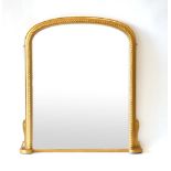 A Victorian giltwood overmantle mirror, the frame with relief ropetwist moulding, h.