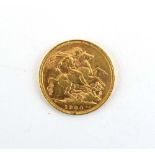 A Victorian sovereign dated 1900,