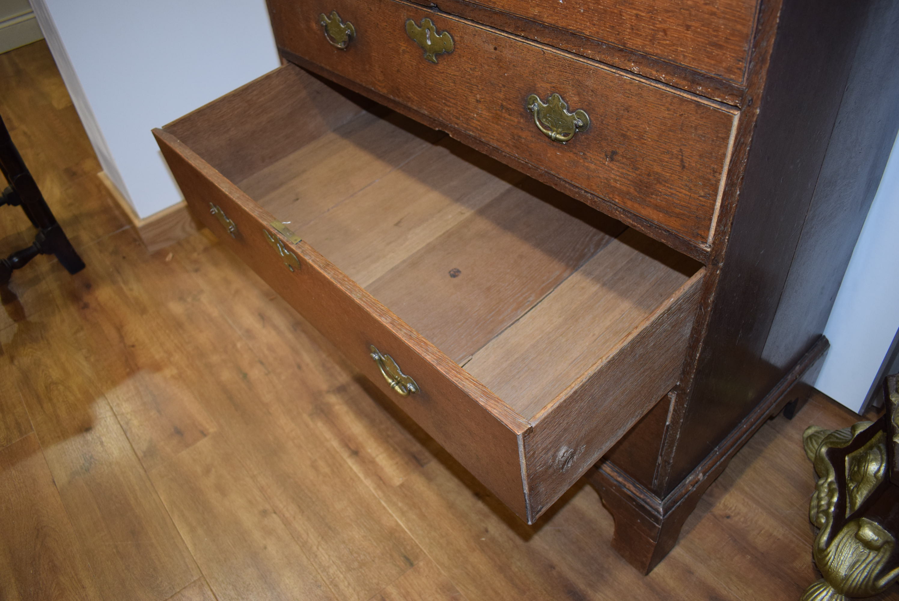 A 19th century oak chest of two short and three long graduated drawers on shaped bracket feet, w. - Image 13 of 13