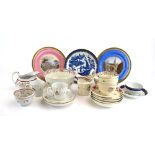 A collection of 18th century and later porcelain including tea bowls, saucer dishes,