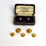 A pair of 15ct yellow gold dress studs, 3.9 gms and five 9ct yellow gold dress studs, 3.