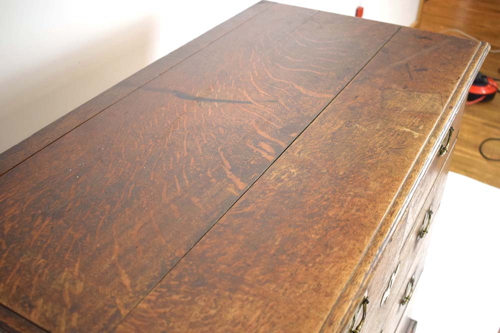 A 19th century oak chest of two short and three long graduated drawers on shaped bracket feet, w. - Image 5 of 13