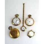 A gold plated full hunter pocket watch by Hampden Watch Co.