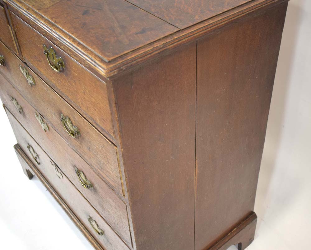 A 19th century oak chest of two short and three long graduated drawers on shaped bracket feet, w. - Image 6 of 13