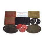 A group of enamelled and cast iron locomotive plates CONDITION REPORT: Please see