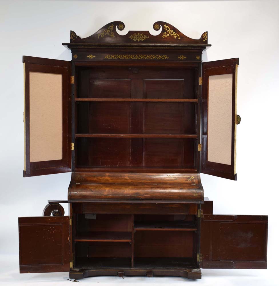 A Regency rosewood and brass mounted secretaire cabinet, later converted from a piano by Henderson, - Image 3 of 8