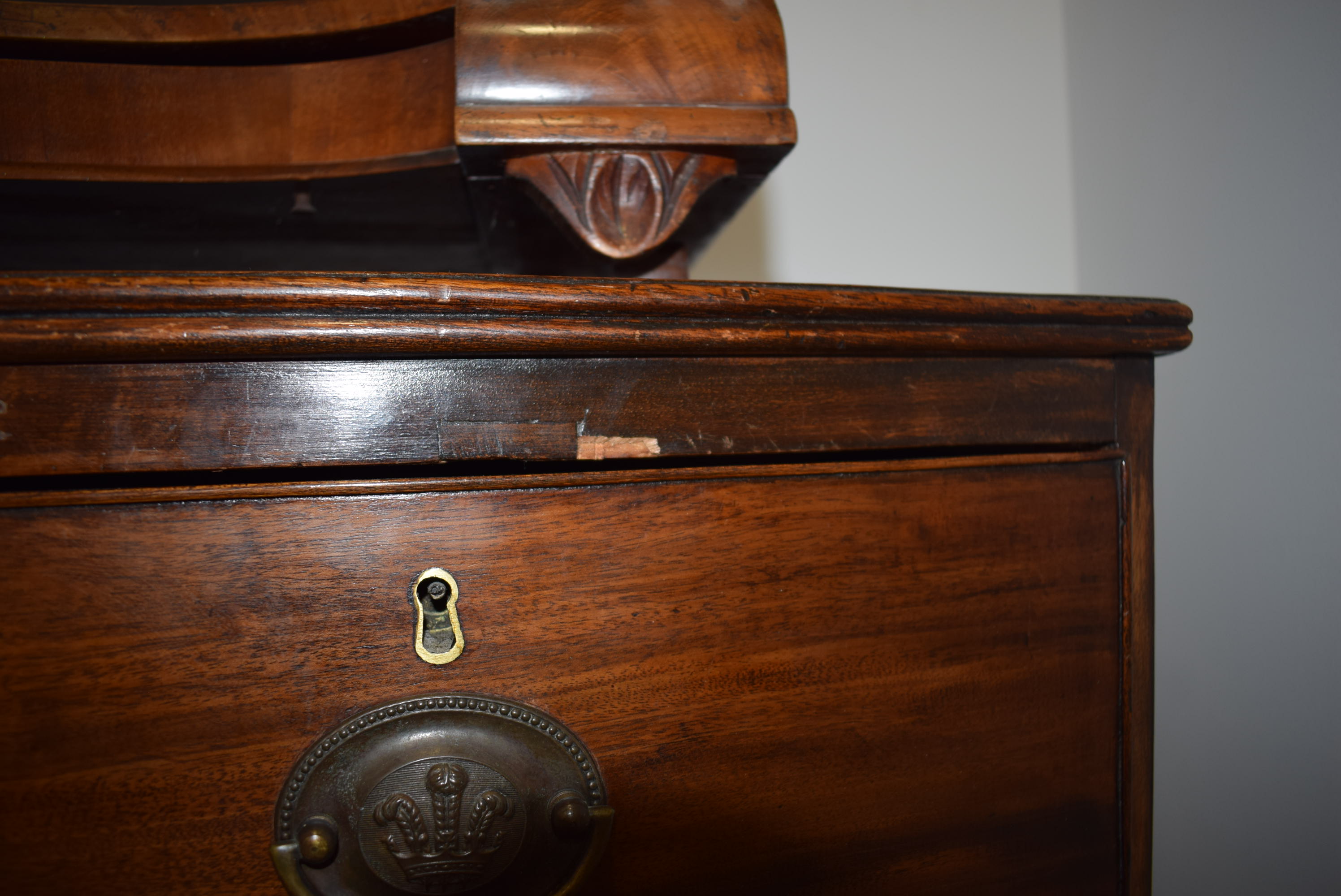 A 19th century mahogany bow fronted chest of two over two drawers on splayed feet, w. - Image 12 of 18