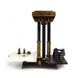 A set of Avery scales decorated in the Neo-Classical manner with columns and Grecian Key patterns,