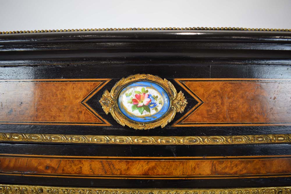 A Victorian ebonised, walnut crossbanded and gilt metal mounted credenza, - Image 5 of 12
