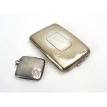 A silver cigarette case and a silver vesta, various dates and makers,
