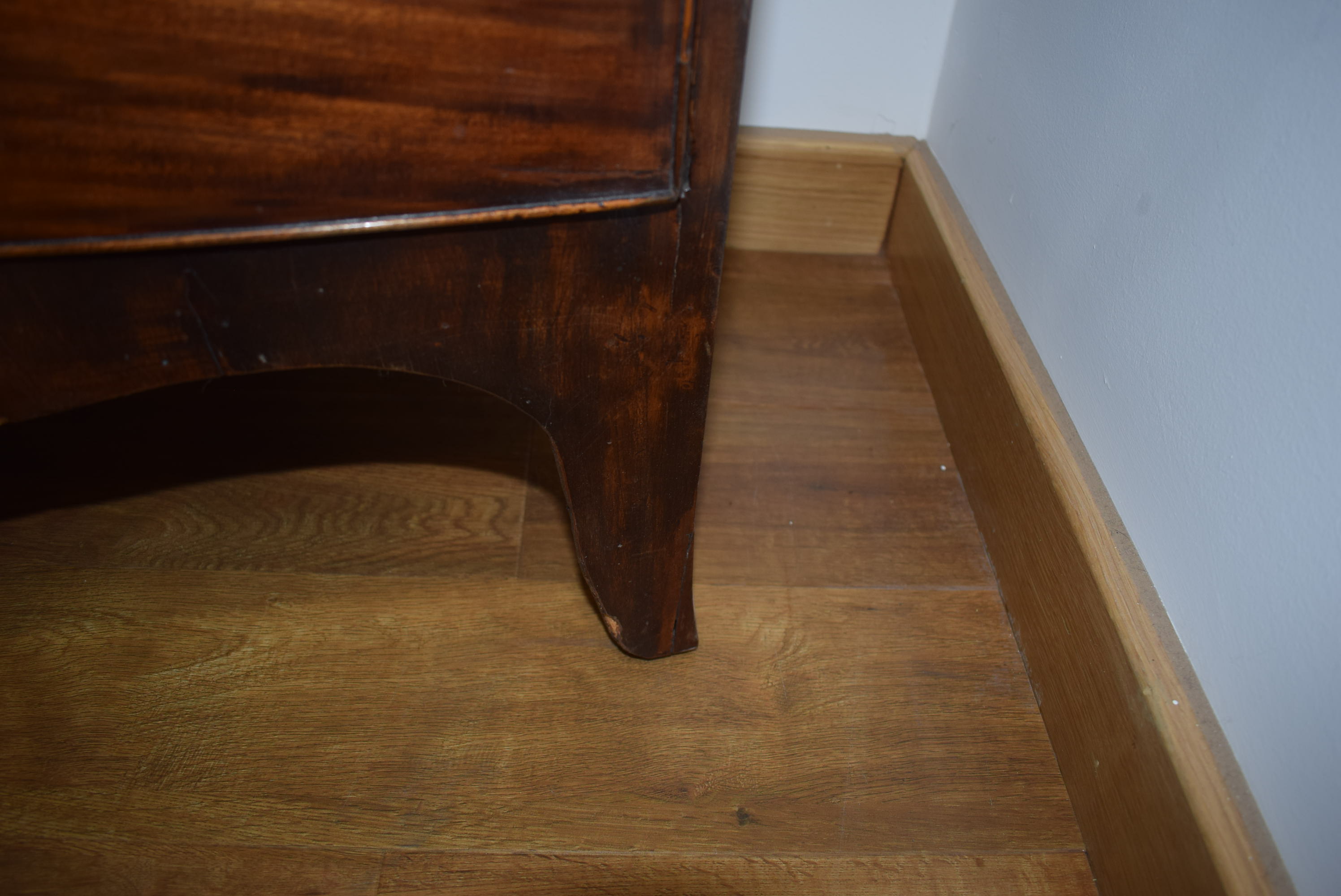 A 19th century mahogany bow fronted chest of two over two drawers on splayed feet, w. - Image 10 of 18