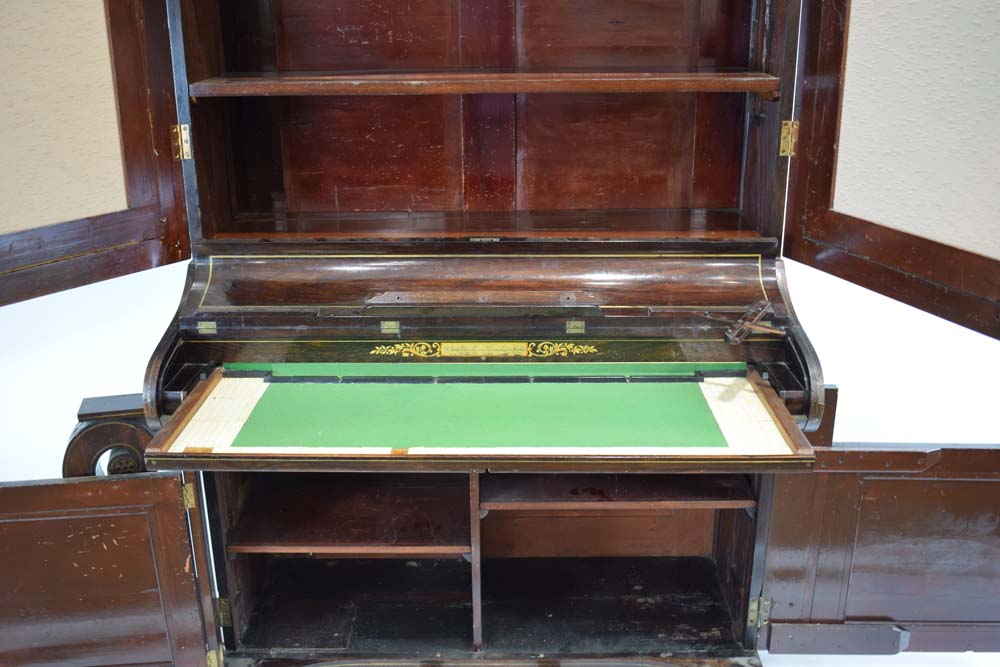 A Regency rosewood and brass mounted secretaire cabinet, later converted from a piano by Henderson, - Image 5 of 8