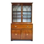 A 19th century mahogany and strung secretaire bookcase,