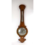 A Victorian walnut cased banjo barometer, the silvered dial marked 'Bradford', h.