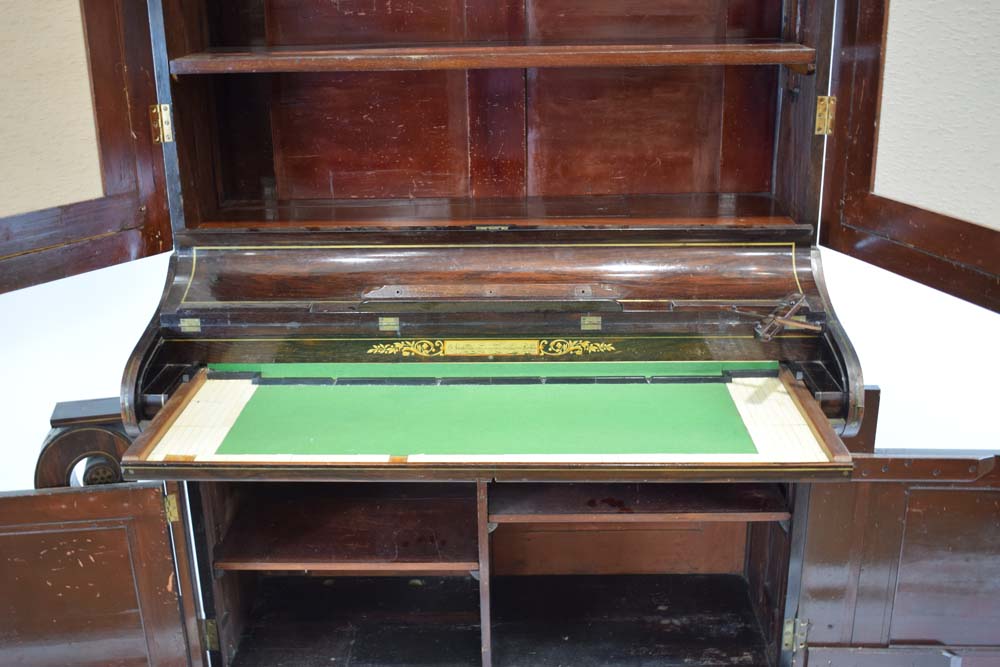 A Regency rosewood and brass mounted secretaire cabinet, later converted from a piano by Henderson, - Image 4 of 8