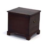 A George II red walnut commode with brass handles and bracket feet, c.