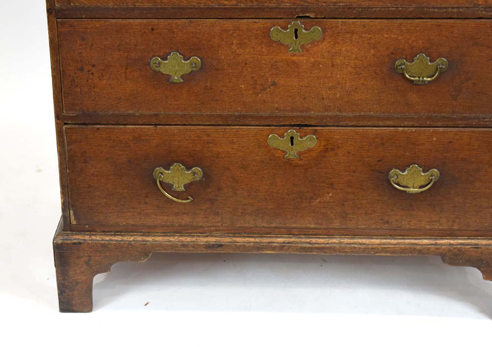 A 19th century oak chest of two short and three long graduated drawers on shaped bracket feet, w. - Image 2 of 13