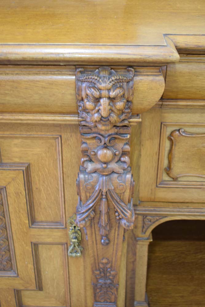 A Victorian oak breakfront sideboard, - Image 2 of 4