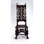 A Charles II and later beech and walnut side chair with a caned back and seat