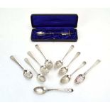 A group of Georgian and later silver brightcut teaspoons,