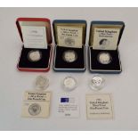 Six silver proof £1 coins (6)