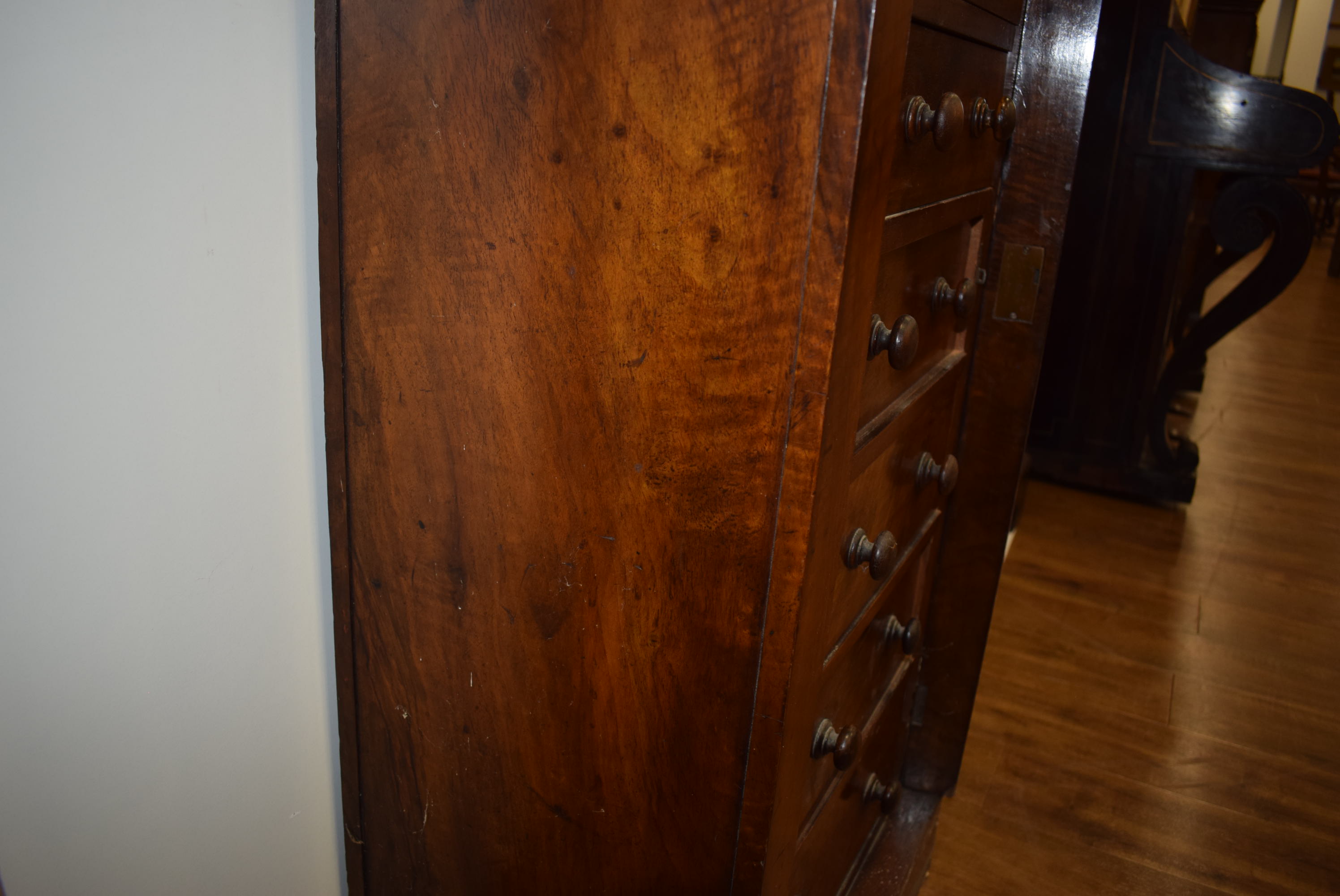 A Victorian walnut 'Wellington' chest, the seven graduated drawers flanked by a pair of columns, - Image 18 of 23