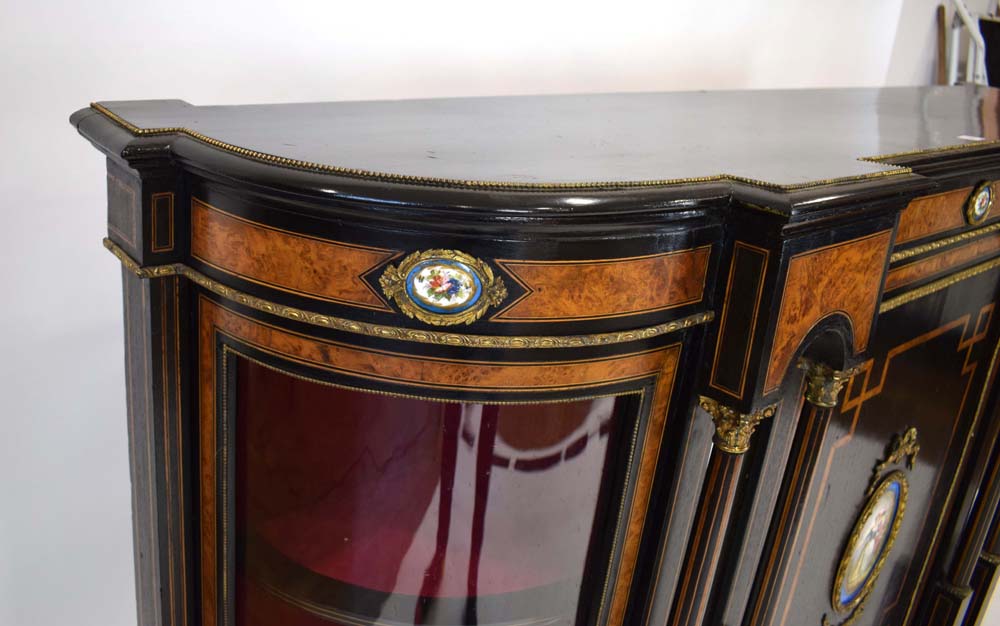 A Victorian ebonised, walnut crossbanded and gilt metal mounted credenza, - Image 7 of 12