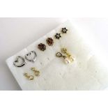 Five pairs of 9ct yellow gold,