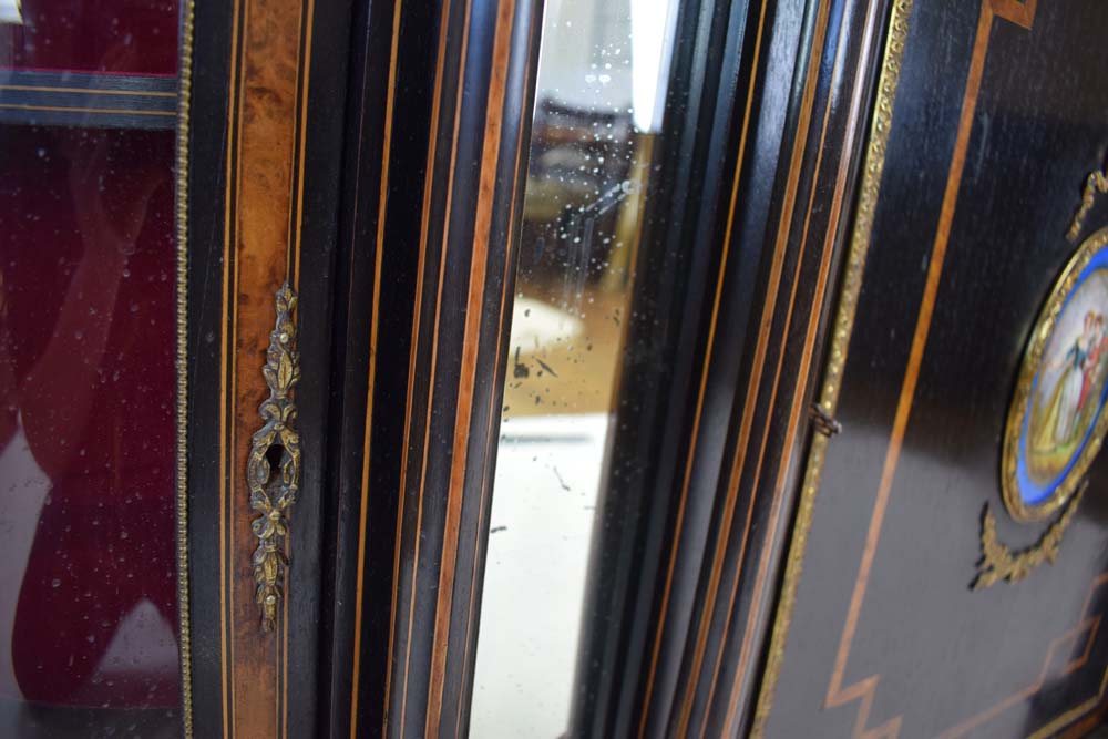 A Victorian ebonised, walnut crossbanded and gilt metal mounted credenza, - Image 6 of 12