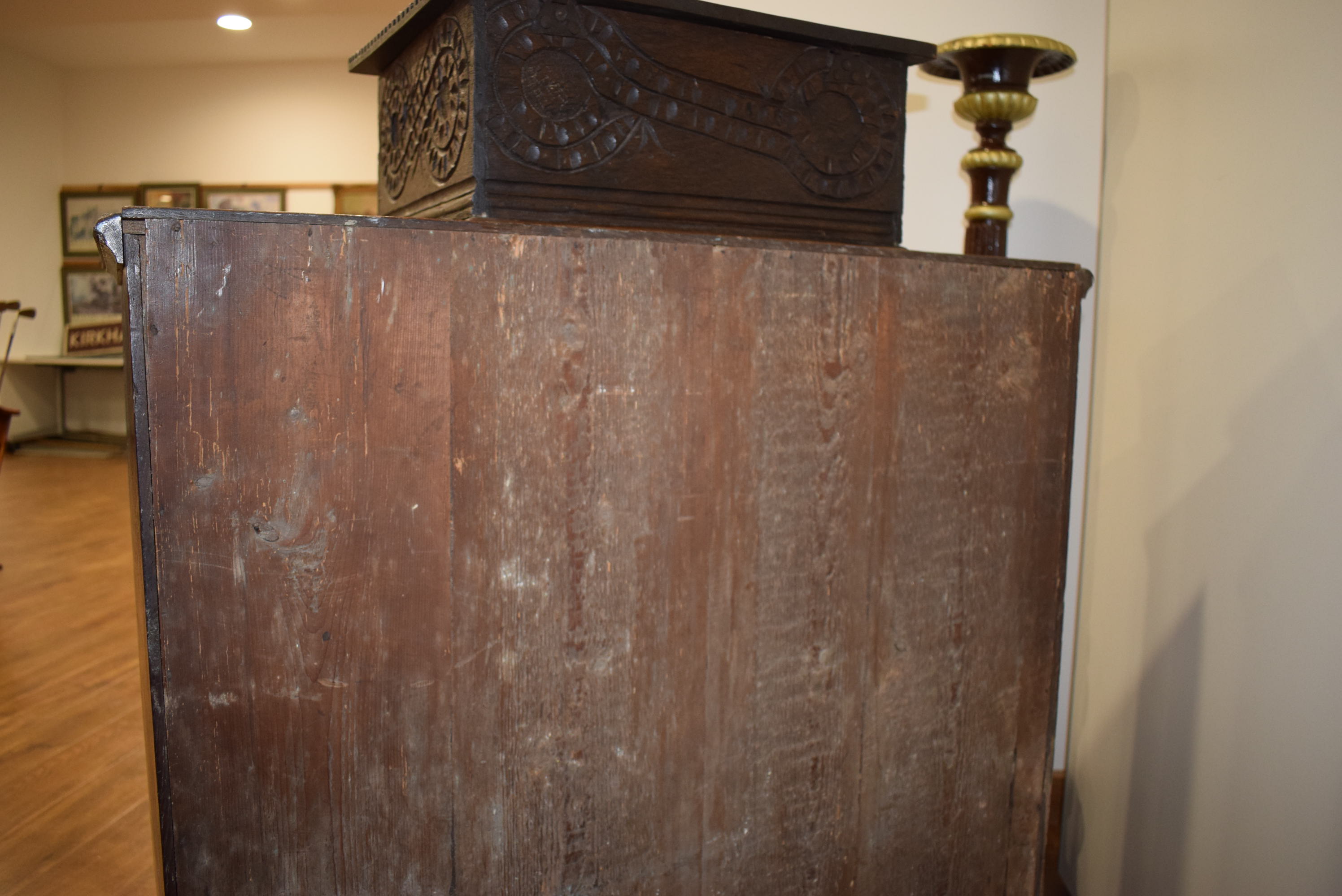 A 19th century oak chest of two short and three long graduated drawers on shaped bracket feet, w. - Image 10 of 13