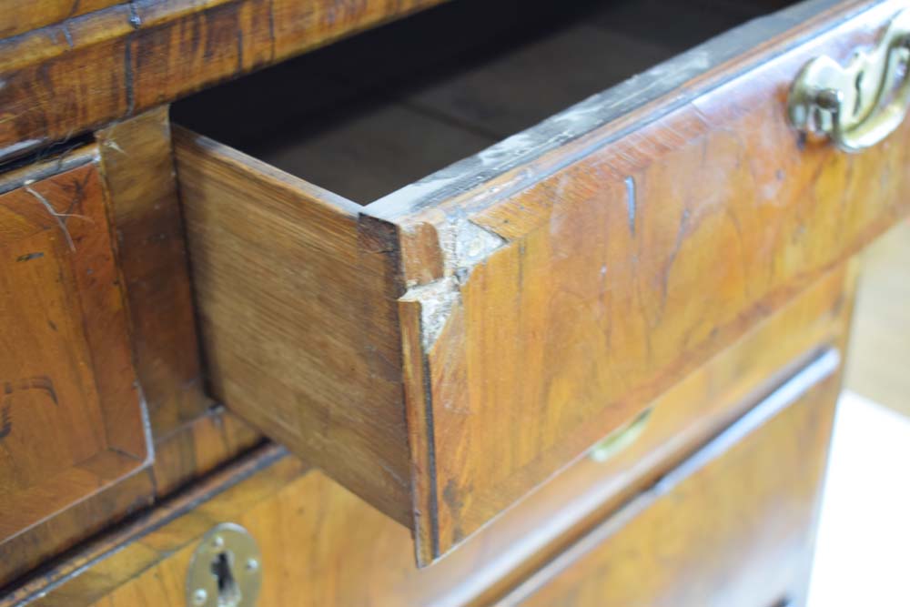 A George II walnut, oak and crossbanded chest on stand, - Image 10 of 11