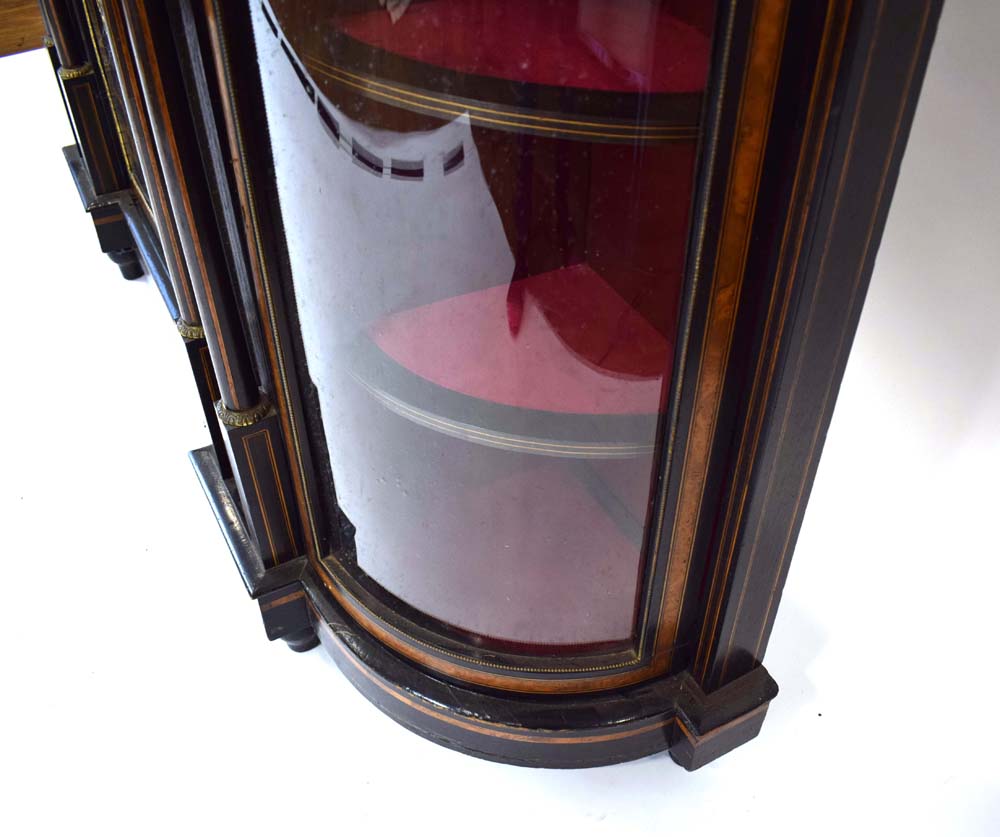 A Victorian ebonised, walnut crossbanded and gilt metal mounted credenza, - Image 9 of 12