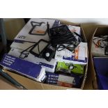 Box containing various LED outdoor security lights
